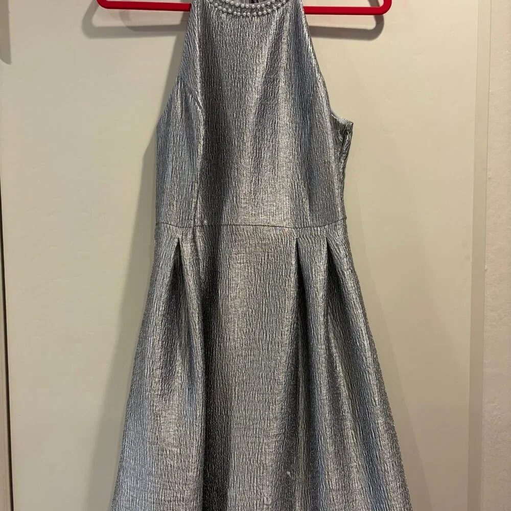 Jennifer Lopez Mini, Fit & Flare, A-Line SILVER dress - Picture 3 of 8